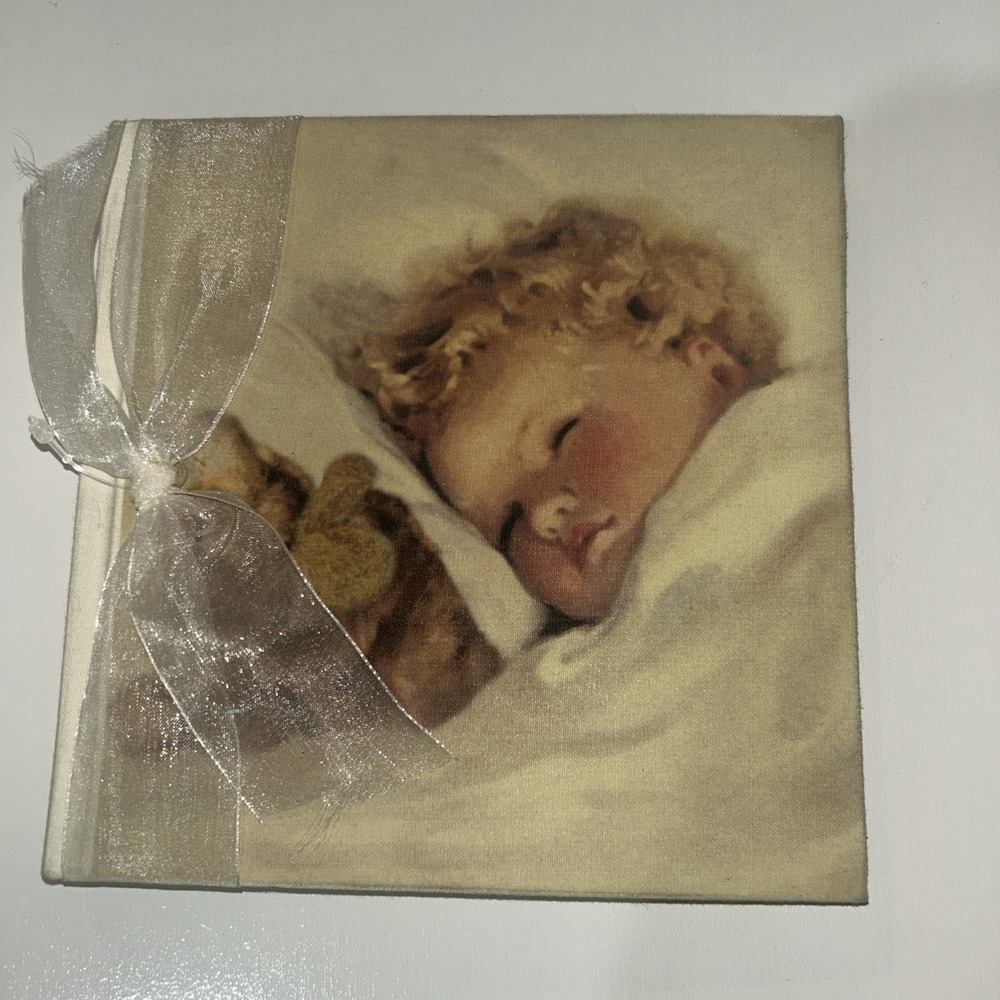 Terra Traditions Baby Photo Album Sleeping Baby Moon Ribbon 7x7 Keepsake